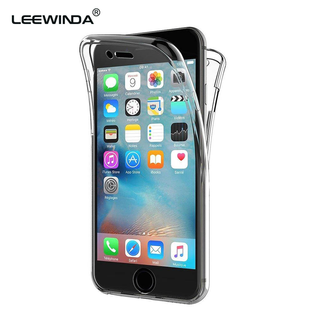 Leewinda for iphone 6 6s phone case, 360 degree full cover soft clear case shockproof transparent silicone casing
