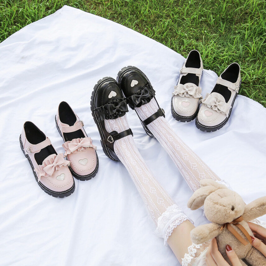 48H Giày da phong cách Nhật Bản dành cho nữ, giày kiểu Lolita dễ thương có đế dày dành cho học sinh - INTL giá rẻ