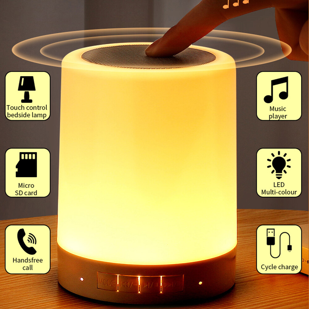 【Hàng Mới Có Sẵn】loa Bluetooth Đèn Cảm Ứng Máy Nghe Nhạc Mini Không Dây Loa Di Động Bluetooth Kèm Máy Nghe Nhạc Đèn LED Lãng Mạn