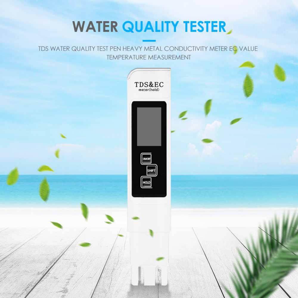 3 in 1 TDS EC Meter Digital LCD Display Water Testing Pen Purity Filter