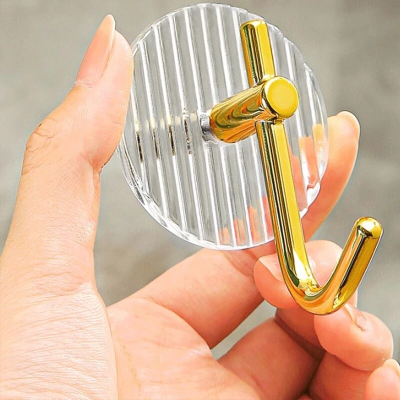 2pcs Luxury Wall Hook Strong Adhesive Towel No Punching Hanging Wall Coat Hanger Door Key Bag Holder
