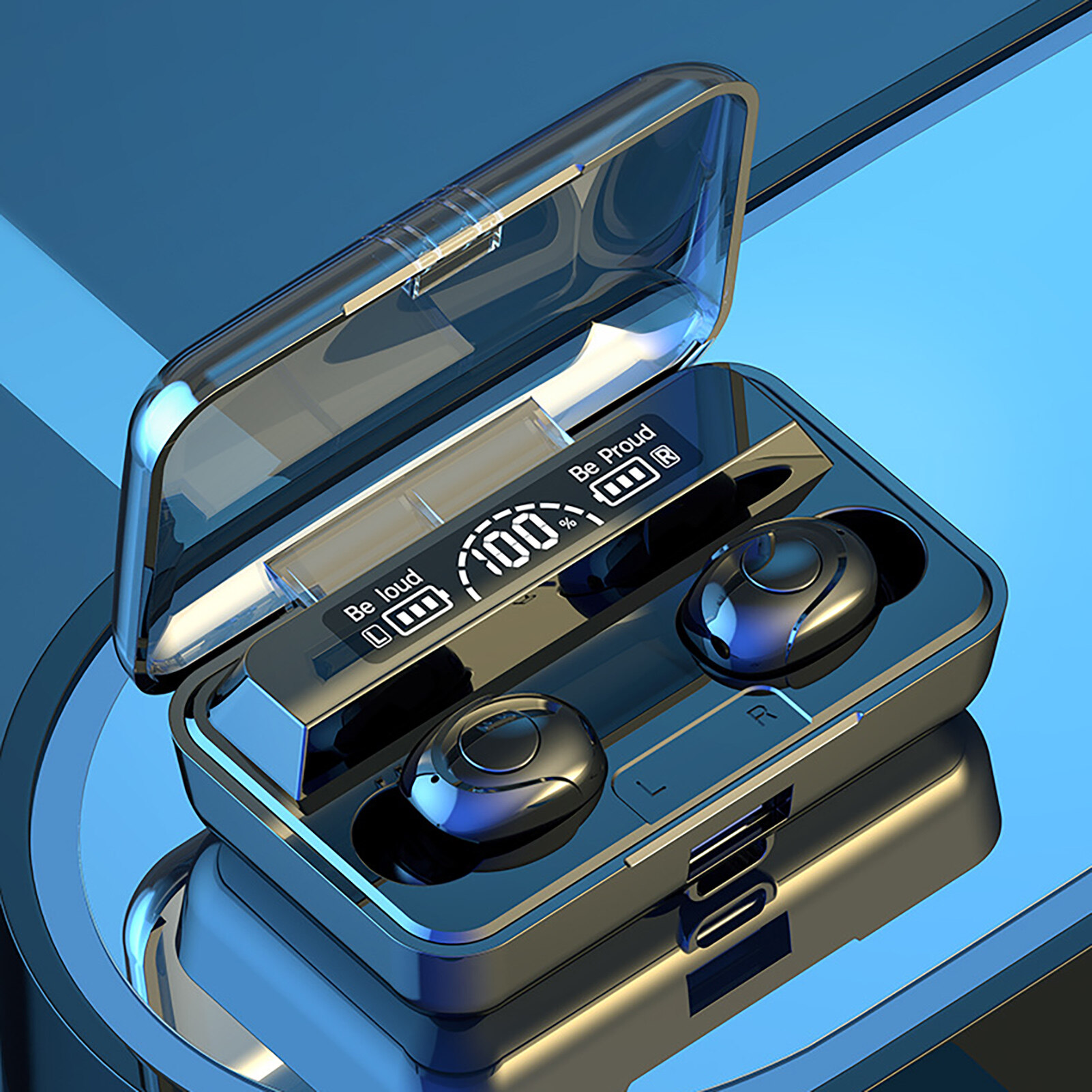 F9 Bluetooth-compatible Earphone Ergonomic Digital Display In-ear Button/Touch Control Wireless Earbud for Music Bluetooth-compatible Earbud Noise