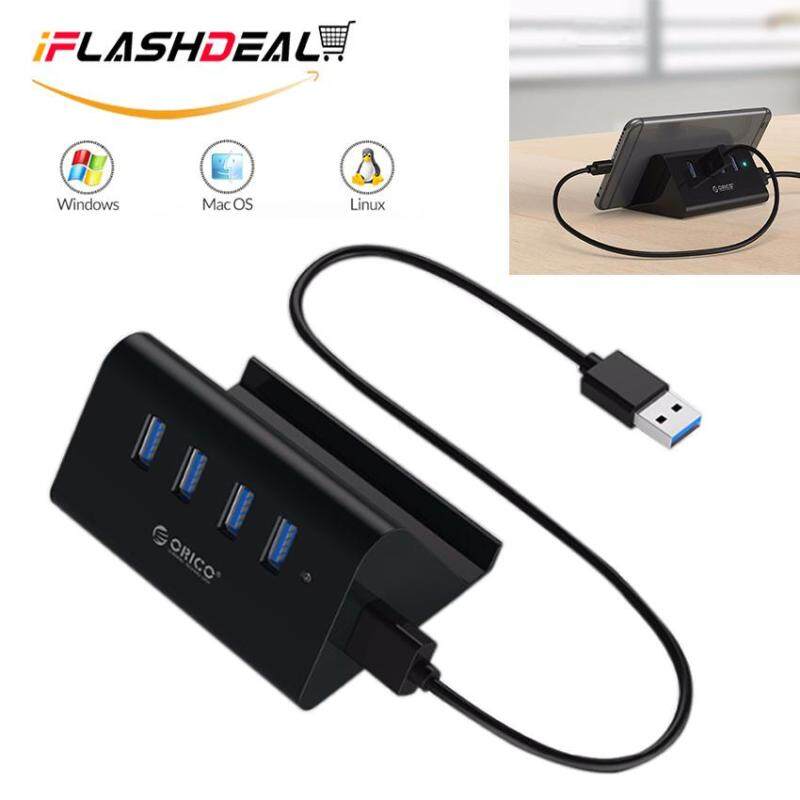 iFlashDeal USB Hub 3.0 External 4 Ports USB Splitter with Phone and Tablet Holder Micro USB Power Port for iMac Computer Laptop Accessories 5Gbps Super Speed Transmission