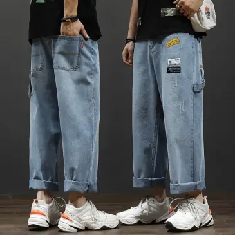 mens loose fit wide leg jeans