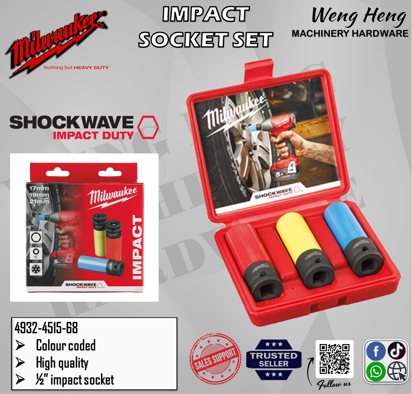 100 Genuine Milwaukee 1/2" SHOCKWAVE IMPACT DUTY Automotive Impact