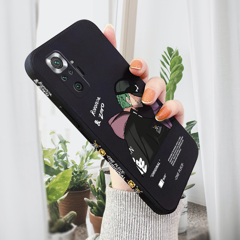 Hontinga Casing Case For Xiaomi Redmi Note 10 Note 10S 4G Case Cartoon Anime Roronoa Zoro Case Square Original Liquid Soft Silicone Edge Pattern Case Full Cover Camera Protection Cases Back Phone Casing Softcase For Boys
