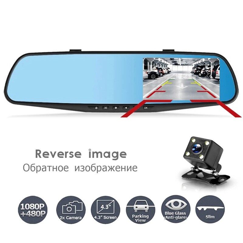 BUB Máy Ghi Hình Lái Xe Full HD 4.3 P 1080 Inch Camera Hành Trình DVR Xe