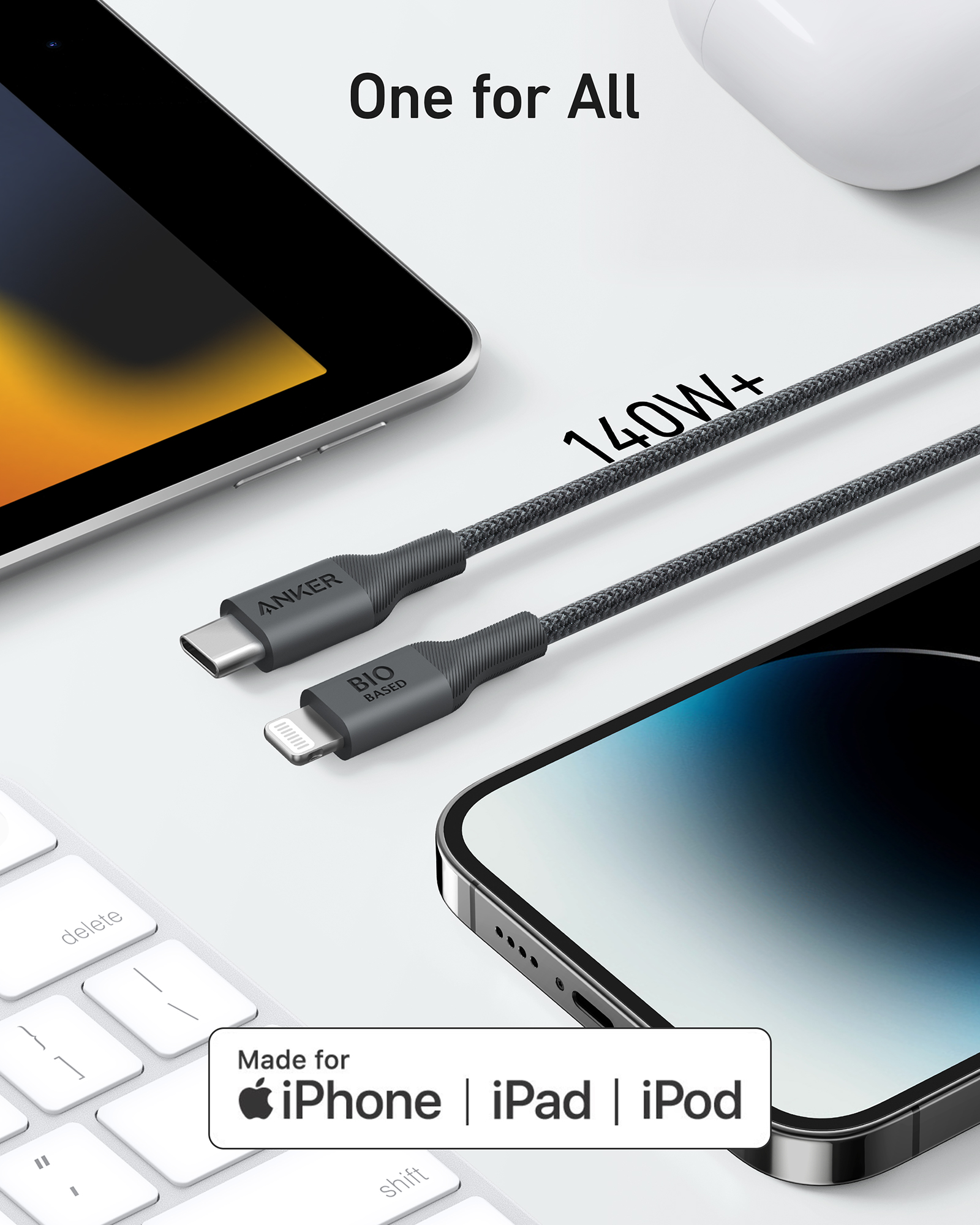 Anker 542 MFI USB-C to Lightning Cable MFi Certified Fast Charging Cable for iPhone 14 Plus 14 Pro Max 13 13 Pro iPhone 12
