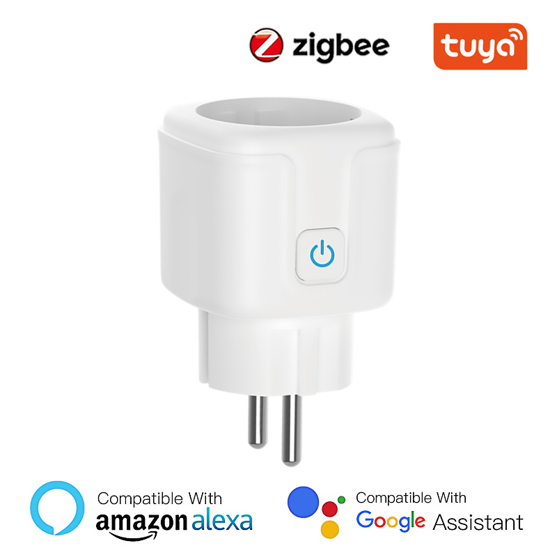 E Life Smart Store Zigbee Tuya Smart Socket EU 16A Power Monitor Smart Plug Works For Alexa Google Home Smart Life APP Control Timing Outle 100-240V Smart Plug White Electrical Power Socket