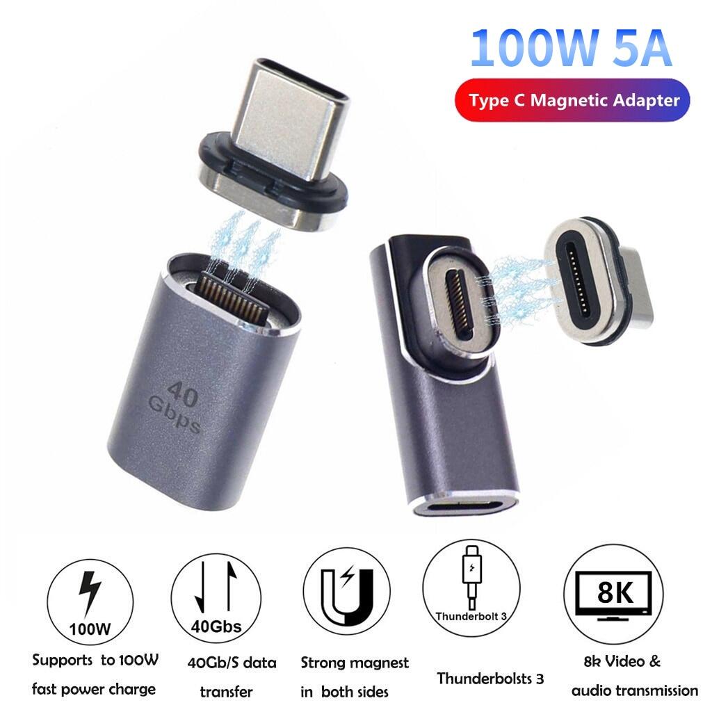 Magnetic USB C Adapter 24Pins Type C Connector For Thunderbolt 3 PD 100W Fast Charging 40Gbps Converter for i-Pad MacB-o-o-k Pro
