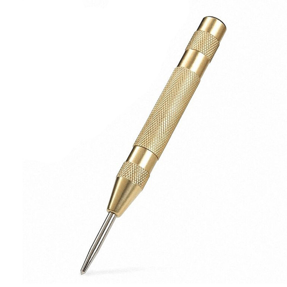 New 5'' Automatic Center Pin Punch Spring Loaded Marking Starting Hole Tool Gold