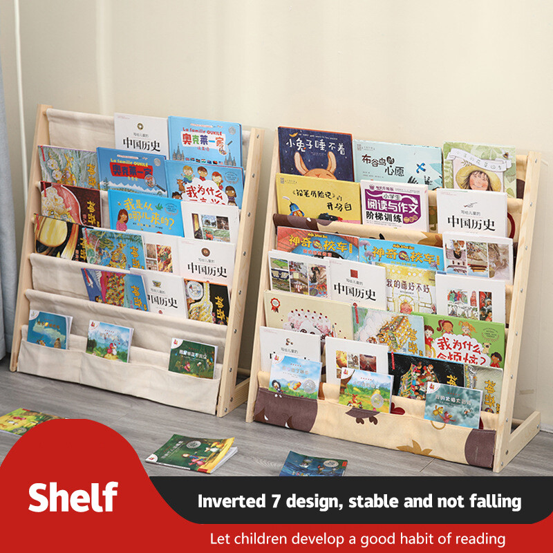 Na Fen AI simple bookshelf wooden hard detachable and washable for children picture Book Art Magazine floor container rack multi-layer
