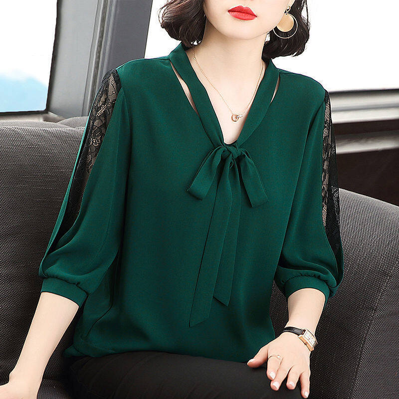 Women's Plus Size Chiffon Shirt Three Sleeves 2022 New Loose Shirt Fashion Versatile Comfortable Shirt Vest