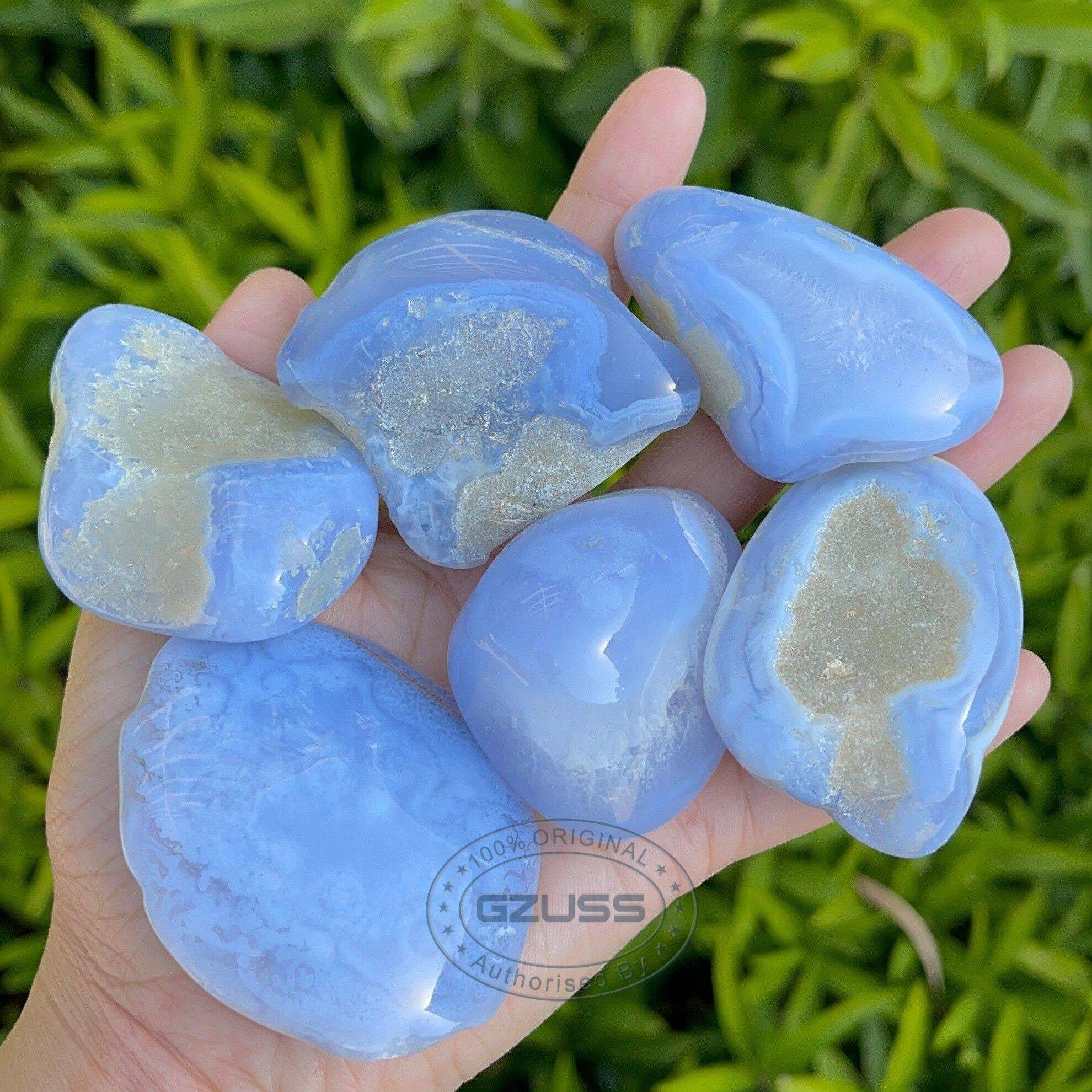 Đá tự nhiên mã não ren màu xanh dương tự nhiên