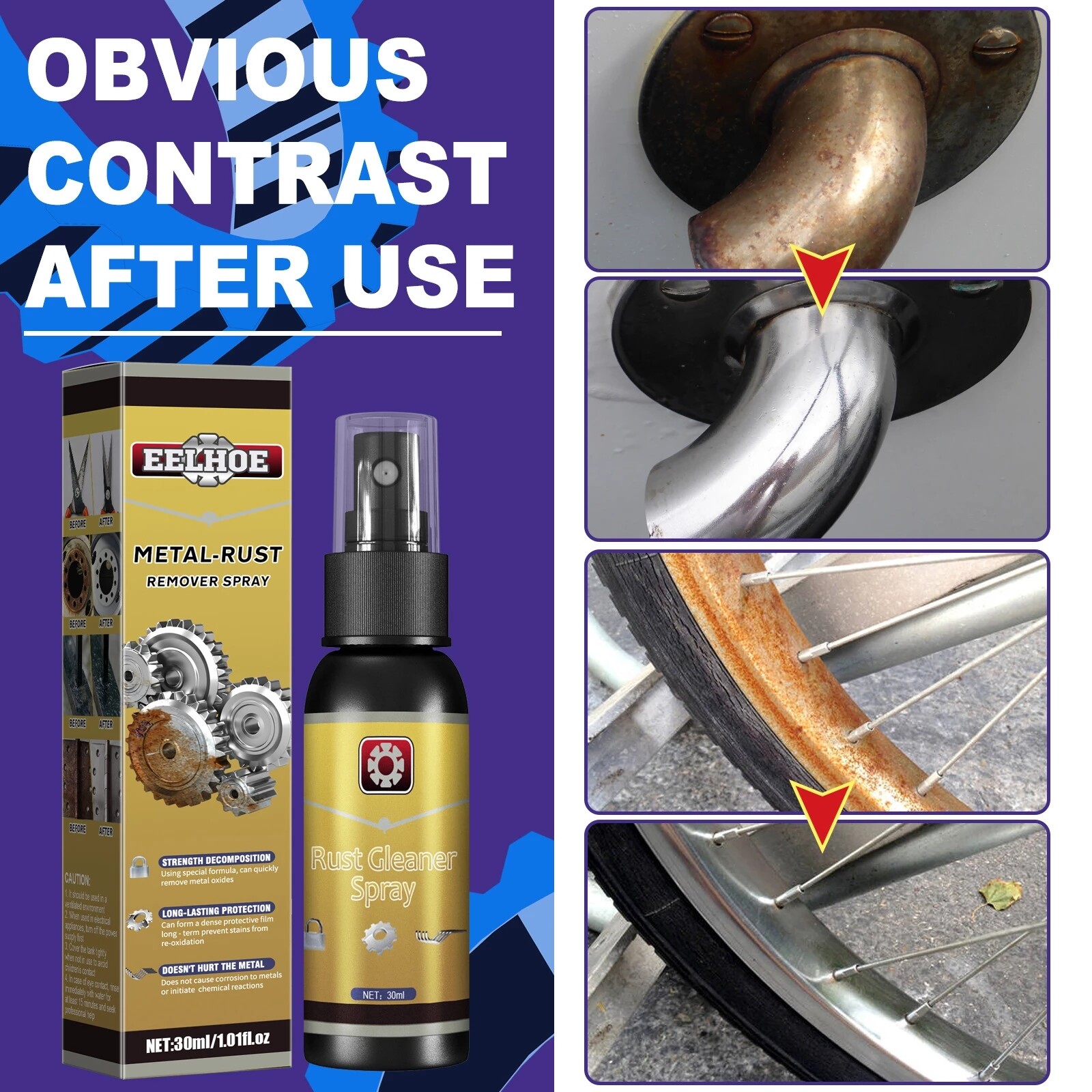 【88HomeStore】30ml Home Rust Remover Multi-Purpose Rust Inhibitor Auto Window Rust Remover Derusting Spray Metal Polish Rust Converter