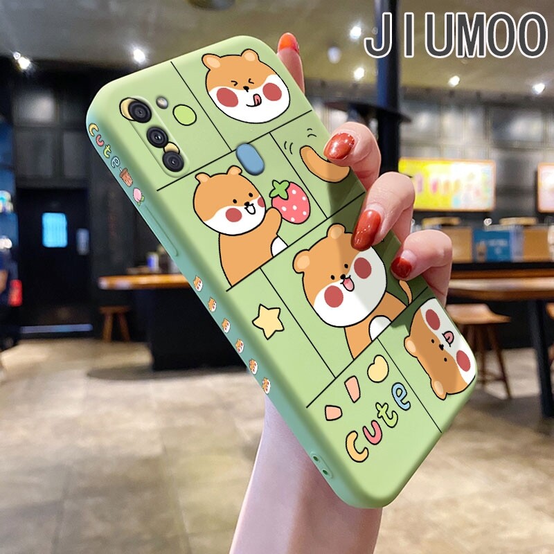 JIUMOO Case For Samsung galaxy A11 M11 Case With Cartoon Cute Lovely Girls New Design Phone Case Side Edge Square Pattern Cases Silicone Shockproof Casing Full Back Cover Camera Protect Soft Case