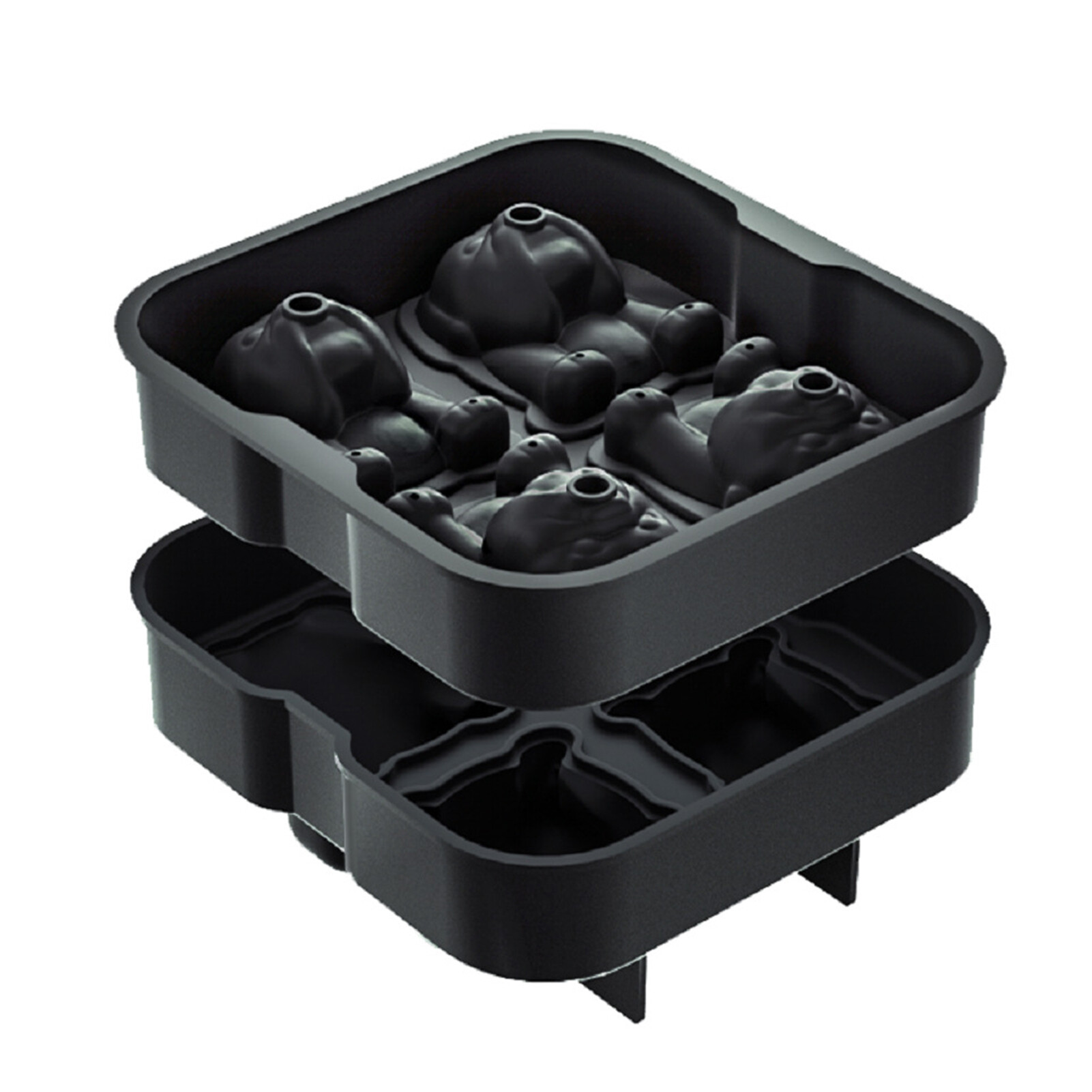 Terylin Bulldog Ice Tray 4 Cavity Low Temperature Resistance High Tenacity Non-stick Quick to Demold DIY Ice Cube Mold Kitchen Supplies Ice Mold Low