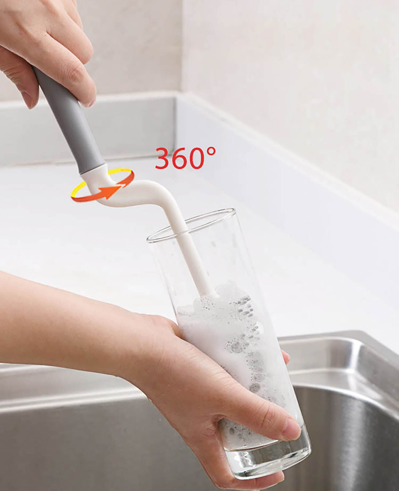 Homenhome 1pcs Soft Silicone Bottle Brush Kitchen Cleaning Brush Long Handle