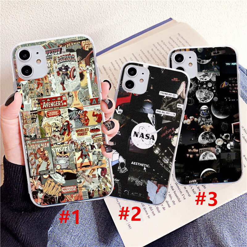 Treding Desing NASA Space Super Hero Pattern Clear Soft Case iPhone 13 12 11 PRO MAX 6 6S 6Plus 6SPlus 7 7Plus 8 8Plus X XS XR XSmax SE 2020 Phone Cover Casing