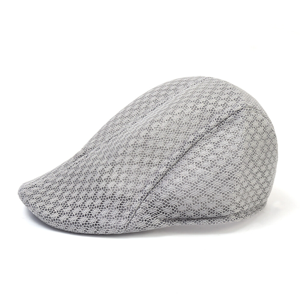 New Style Beret Solid Color Hollow Breathable cap Summer Sun Hat Retro Men's newsboy hat Flat brim Adjustable Baseball cap