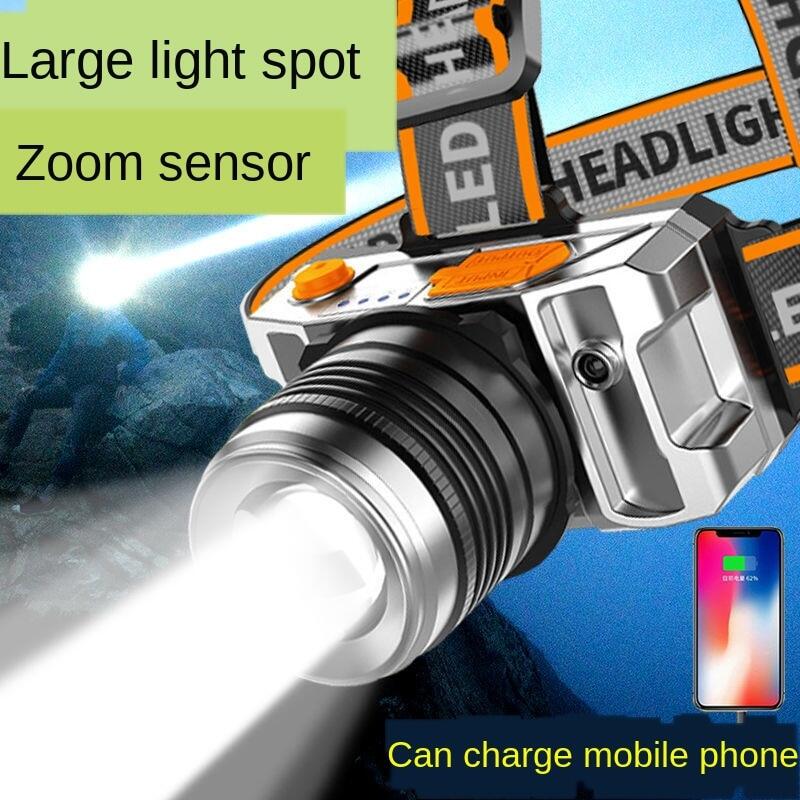 Poweful LED Headlights Rechargeable Induction Headlamp Strong Light Long-distance Waterproof head torch zoom Outdoor Miner's Lamp