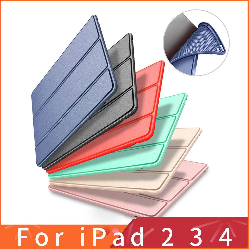 Cases for iPad 2 3 4 Case Silicone Soft Back Folio Stand with Auto Sleep/Wake Up PU Leather Smart Cover for iPad 4 3 2 Protective Casing