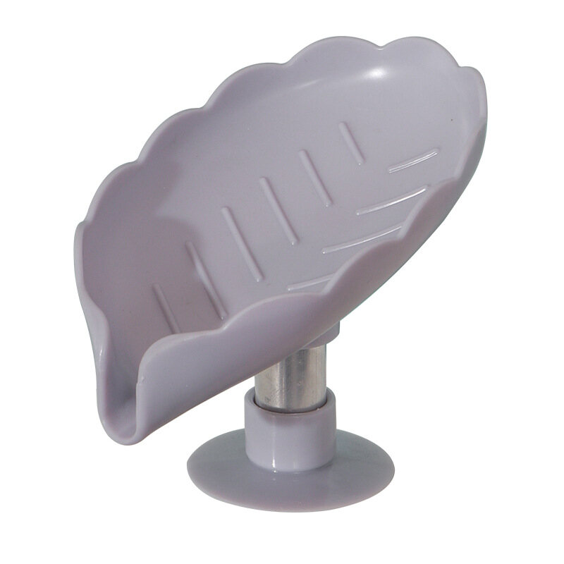 Houseeker Leaf Shape Soap Dish Holder Punch-Free Bathroom Drain Soap Box Sucker Laundry Soap Storage Case Home Supplies Tray Gadgets