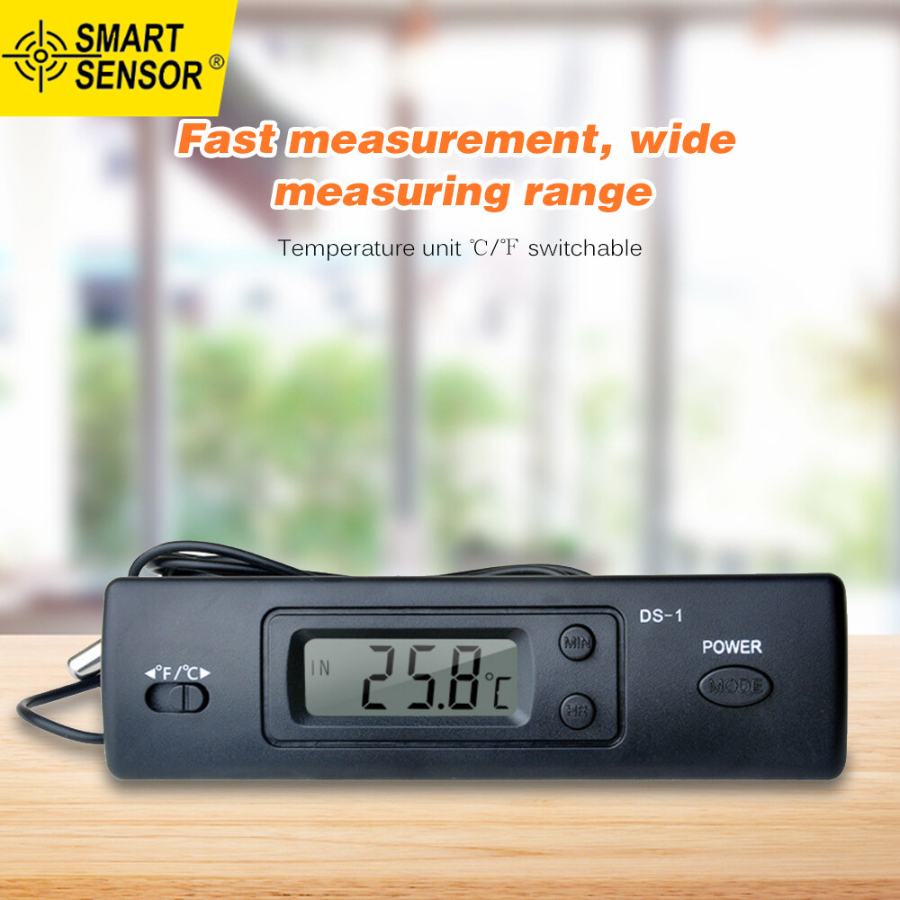Mini Thermometer Electronic Digital Car Thermometer Indoor Outdoor Multi-Function Thermometer Time Temperature Display with Probe