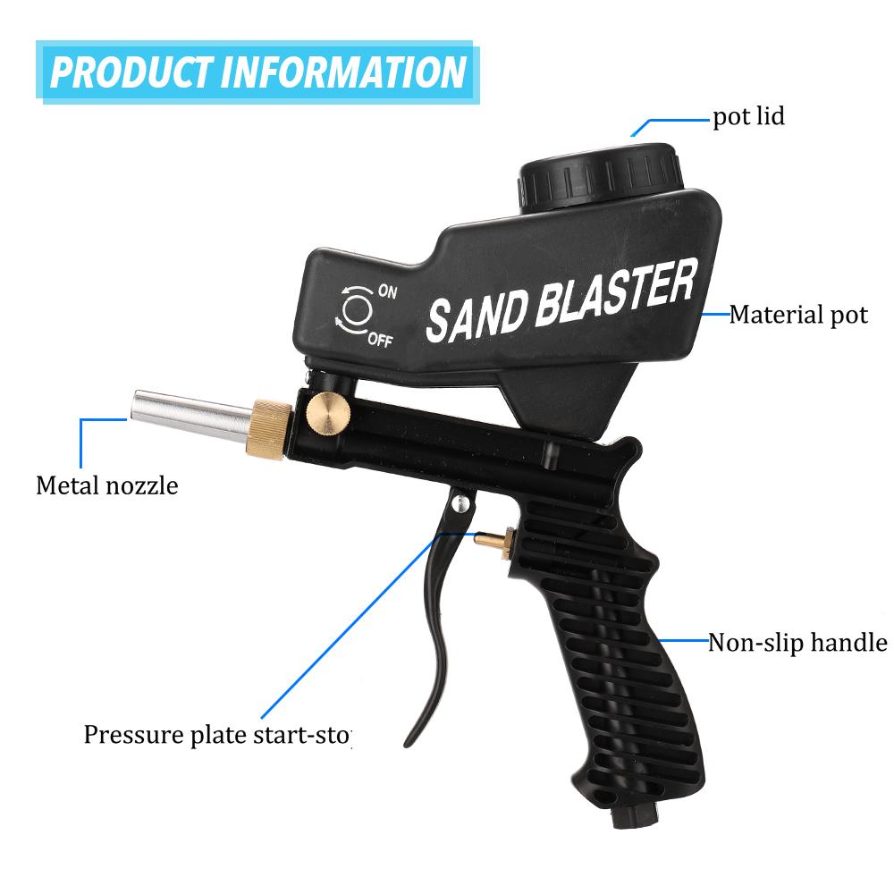 KKmoon Portable Gravitation Sandblasting Machine Pneumatic Sand Blasting Set Rustproof Sandblaster Small Sandblasting Machine