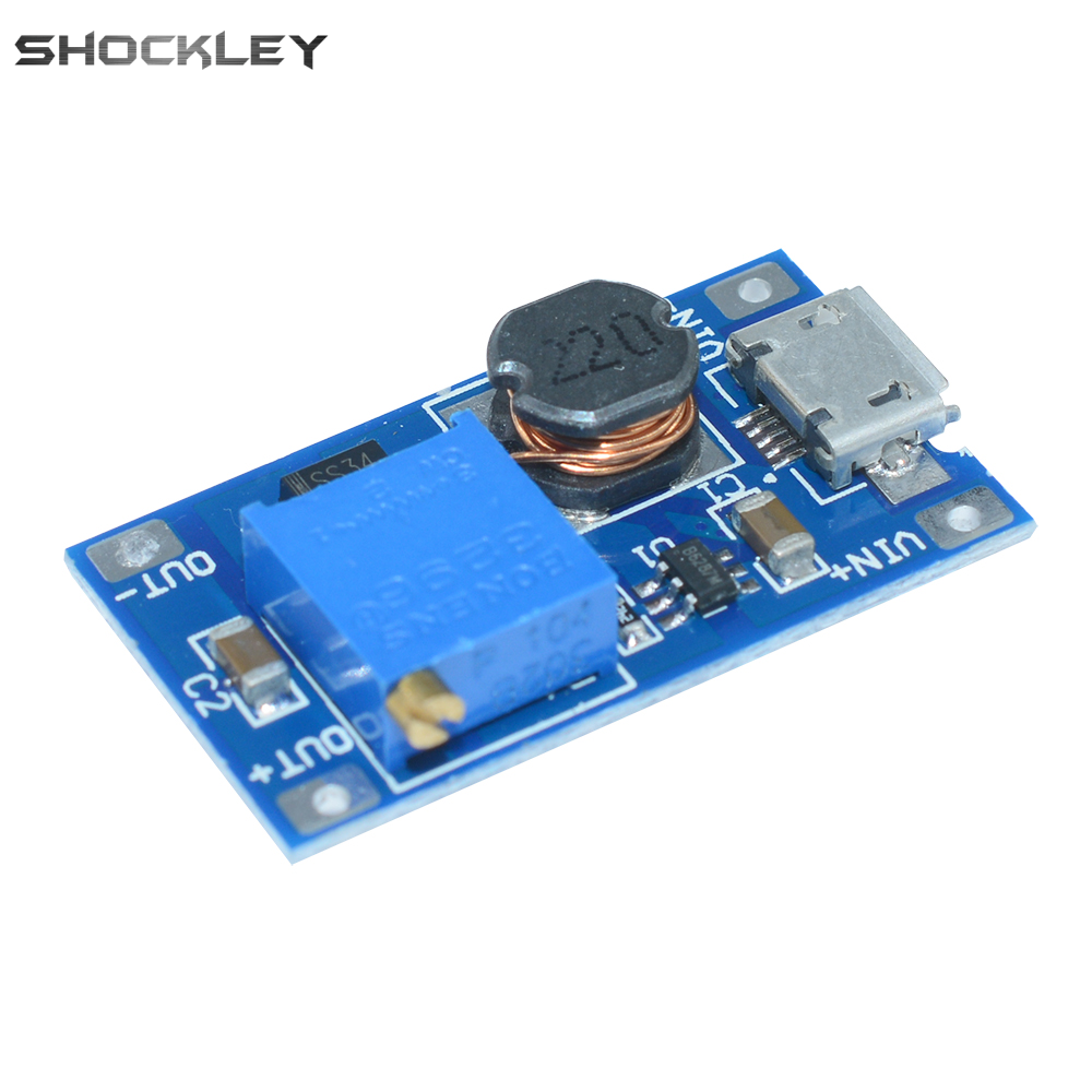 Shockley 2a boost board boost module with micro usb 2v-24v to 5v 9v 12v 28v mt3608 dc-dc adjustable boost module