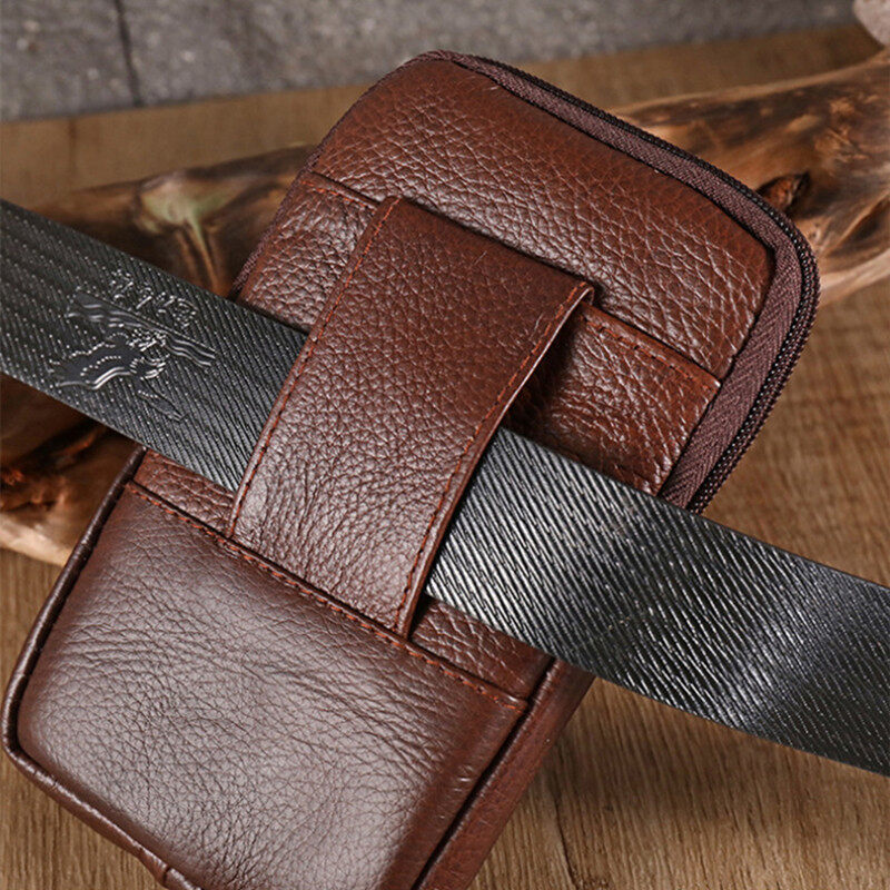 Running Holder Wallet Holster Pouch Case Men's Leather Genuine