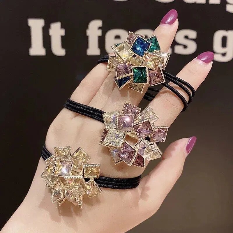 Labyrinth Temperament Crystal Head Rope Female Simple Ins Hair Ring Net Red Tie Hair Rope