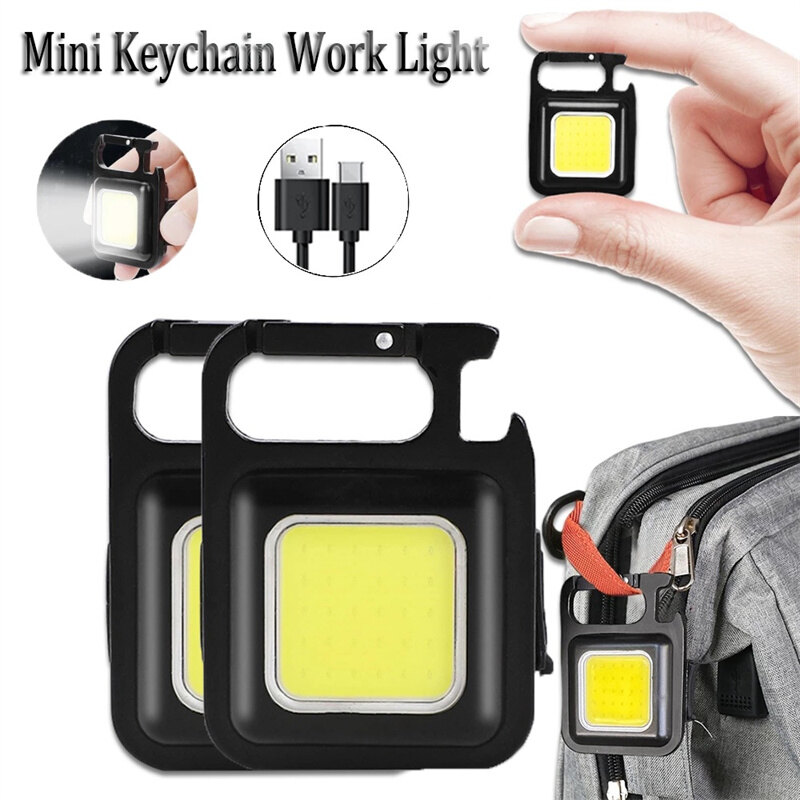 Mini LED Working Light Portable Pocket Flashlight USB Rechargeable Key Light Lantern Camping Outdoor Camping Hiking COB Lantern