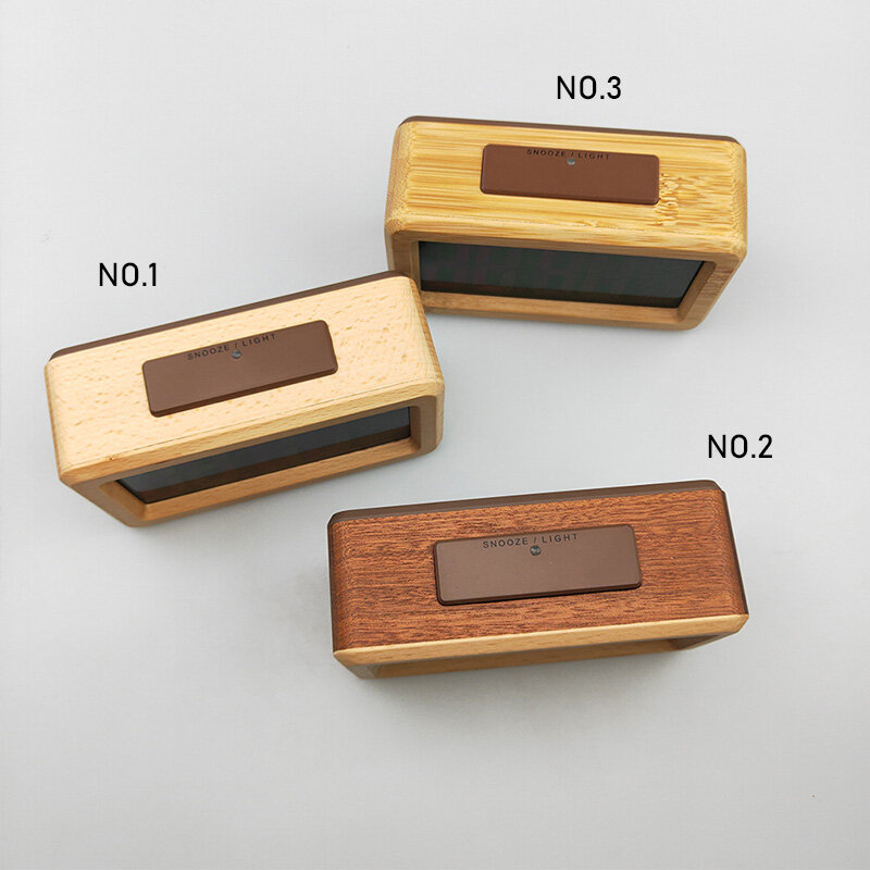 Solid wood] creative electronic clock simple solid wood alarm clock fashion electronic gift smart clock