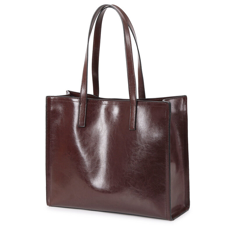 Royal Bagger New Women's Tote Bags European Fashion Genuine Cow Leather Vintage Shoulder Bag Ladies Handbag Totes for Women