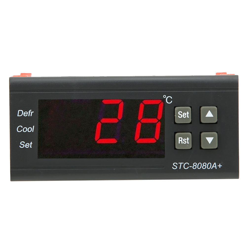 Bộ điều khiển nhiệt độ 10A/220VAC STC-8080A + Nhiệt kế kỹ thuật số làm lạnh rã đông báo động nhiệt độ làm mát sưởi ấm chế độ-50 ° C-99 ° C