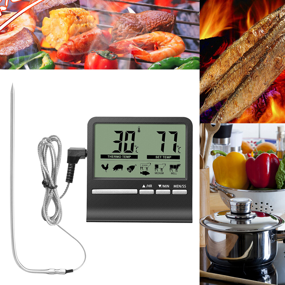 Đồng Hồ Đo Nhiệt Kế Thực Phẩm Nhà Bếp Kỹ Thuật Số Đồng Hồ Báo Thức Nấu Ăn Thịt Lò Nướng