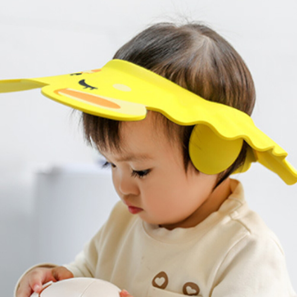 SAWU Cartoon Baby Shower Cap Adjustable Shower Shampoo Cap with Ear Protection Baby Shampoo Headgear