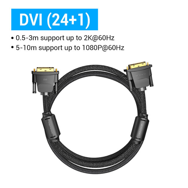 Vention dvi cable male to male 24+1 video cable 1080p hd 2k dual link for laptop pc monitor projector dvi-d cord tower pc gpu to monitor projector tv dvi male to male cable