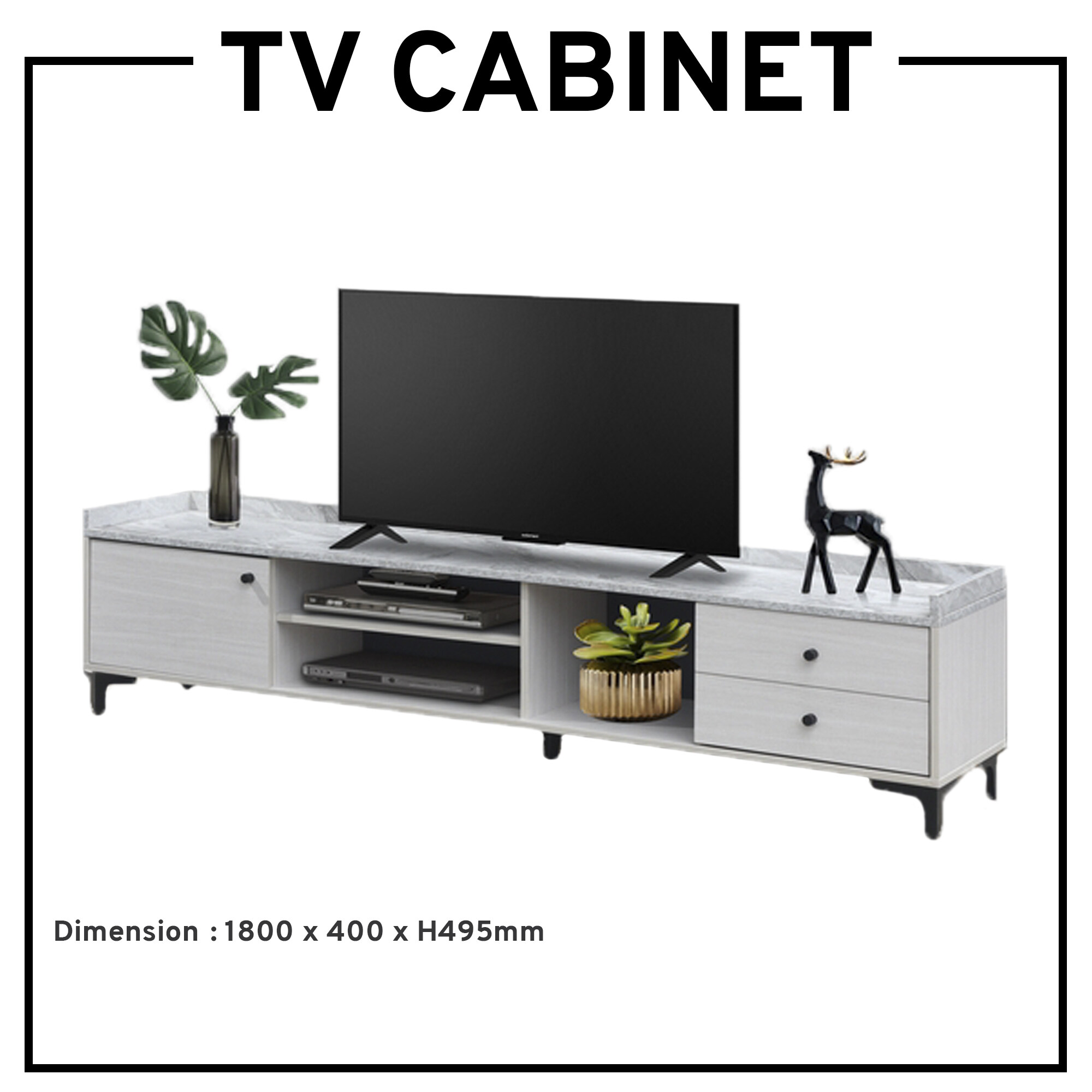 TV TV Console TV Rack Media Storage 180cm White Tv