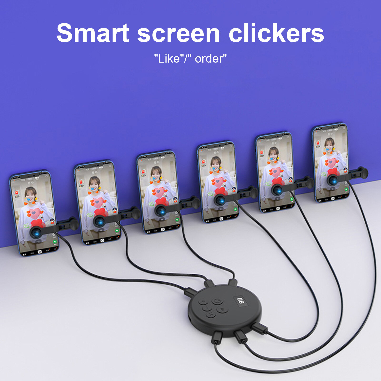 Screen Clicker Mute Automatic Adjustable Digital Display Sensitive Clicking Universal Phone Auto Clicker Connection Point Grabber Device for Game Phone Screen Clicker