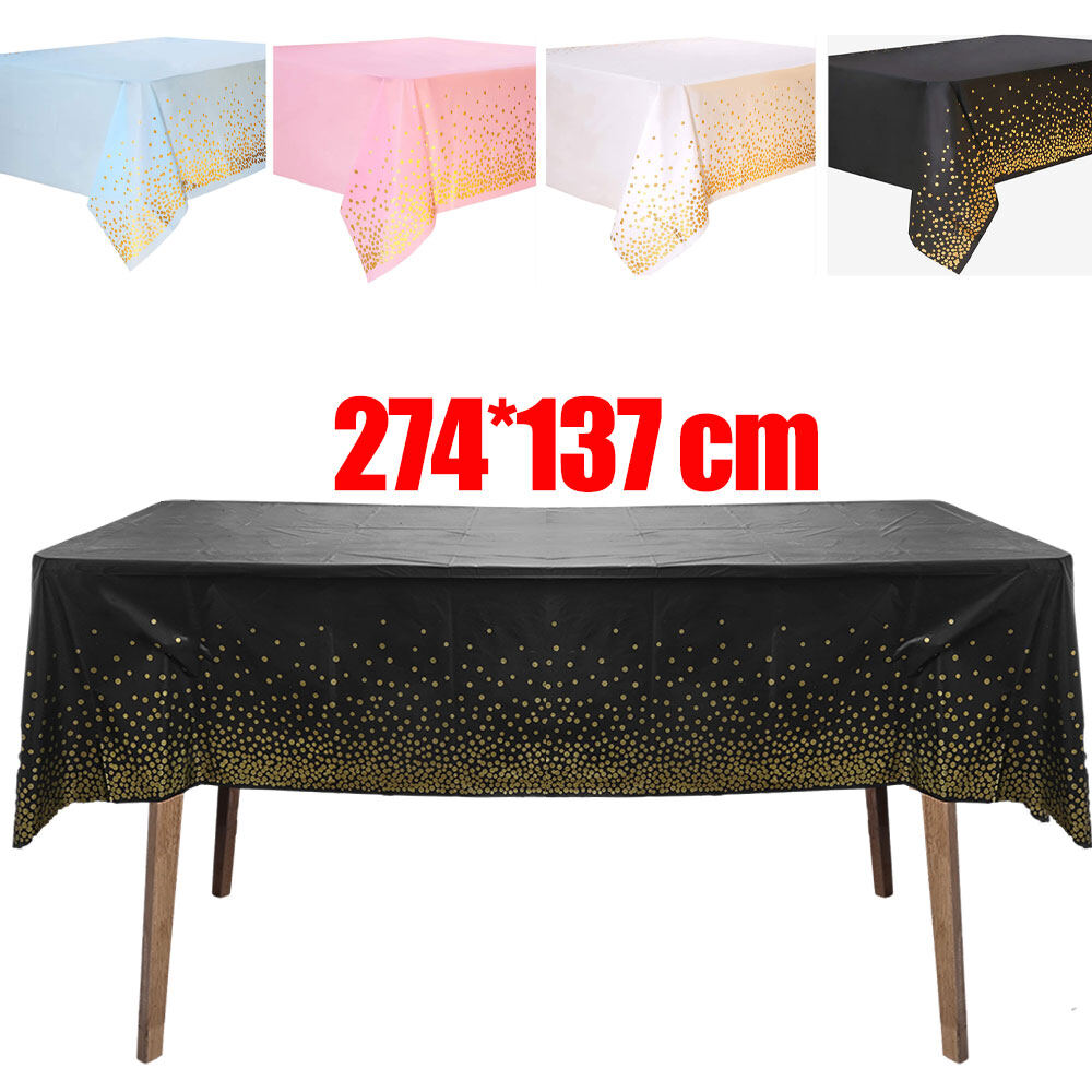 137x274cm Disposable Tablecloth Rectangle Bronzing Gold Dot Waterproof Table Runner for Restaurant Wedding Decor Birthday Party Supplies