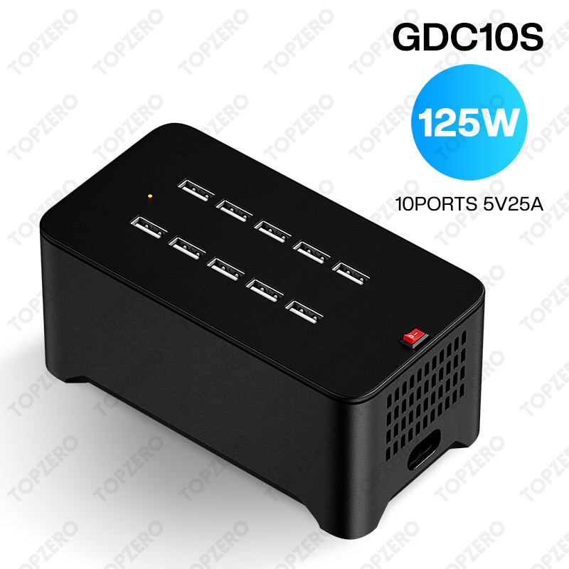 TOPZERO 125W 10/15/20/25 Multi Ports USB Charger For iPhone Charging Hub Adapter Station Socket Tablet Phone Charger For Xiaomi Huawei Samsung OPPO