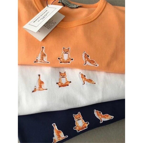 New Cotton T-shirts MK Men and Women with The Same Fashion Breathable New Three Little Foxes Printed Short-sleeved TEE