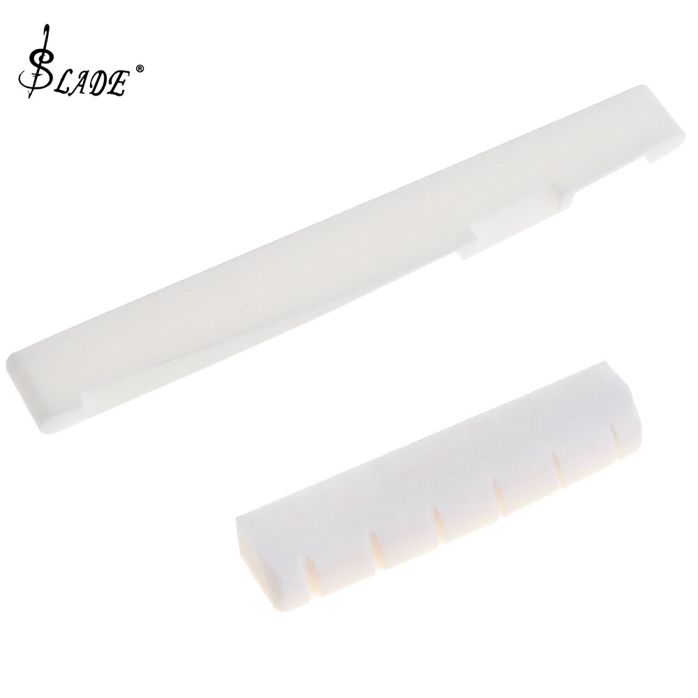 SLADE 1pair Bone Guitar Bridge Nut Saddle for 6 String Acoustic Folk Guitar