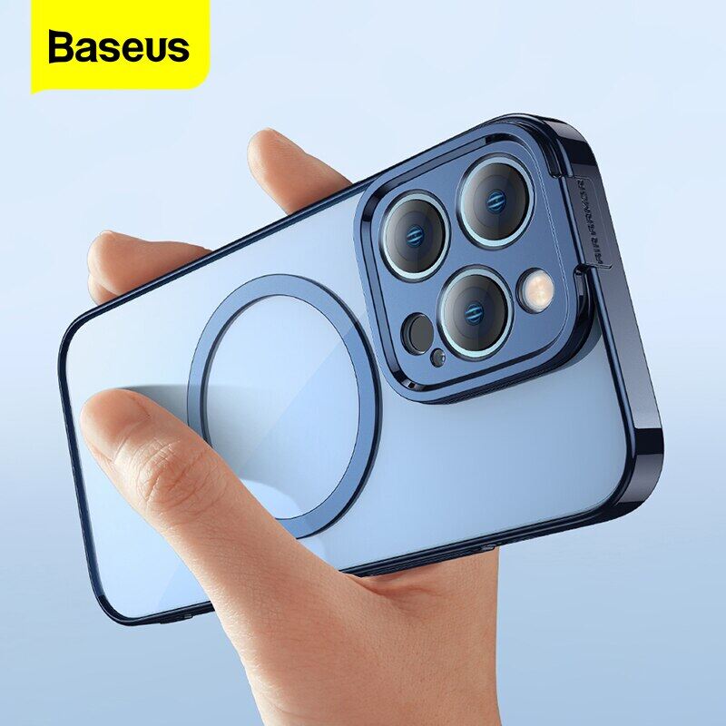 Baseus Magnetic Plating Case + Screen Protector For iPhone 14 Pro Max 2022 New Protective Phone Case Transparent Shockproof Magnet Back Cover Funda