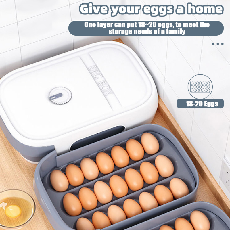 Egg Storage Organizer Egg Holder Refrigerator Drawer Type Stackable Food Storage Box Household Eggs Holder Kitchen