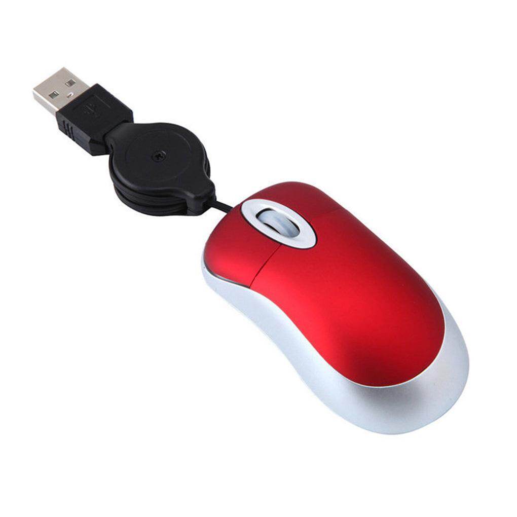 Lovely Mini Wired Mouse Retractable USB Cable Ergonomic Office Computer PC Laptop Gaming Mice