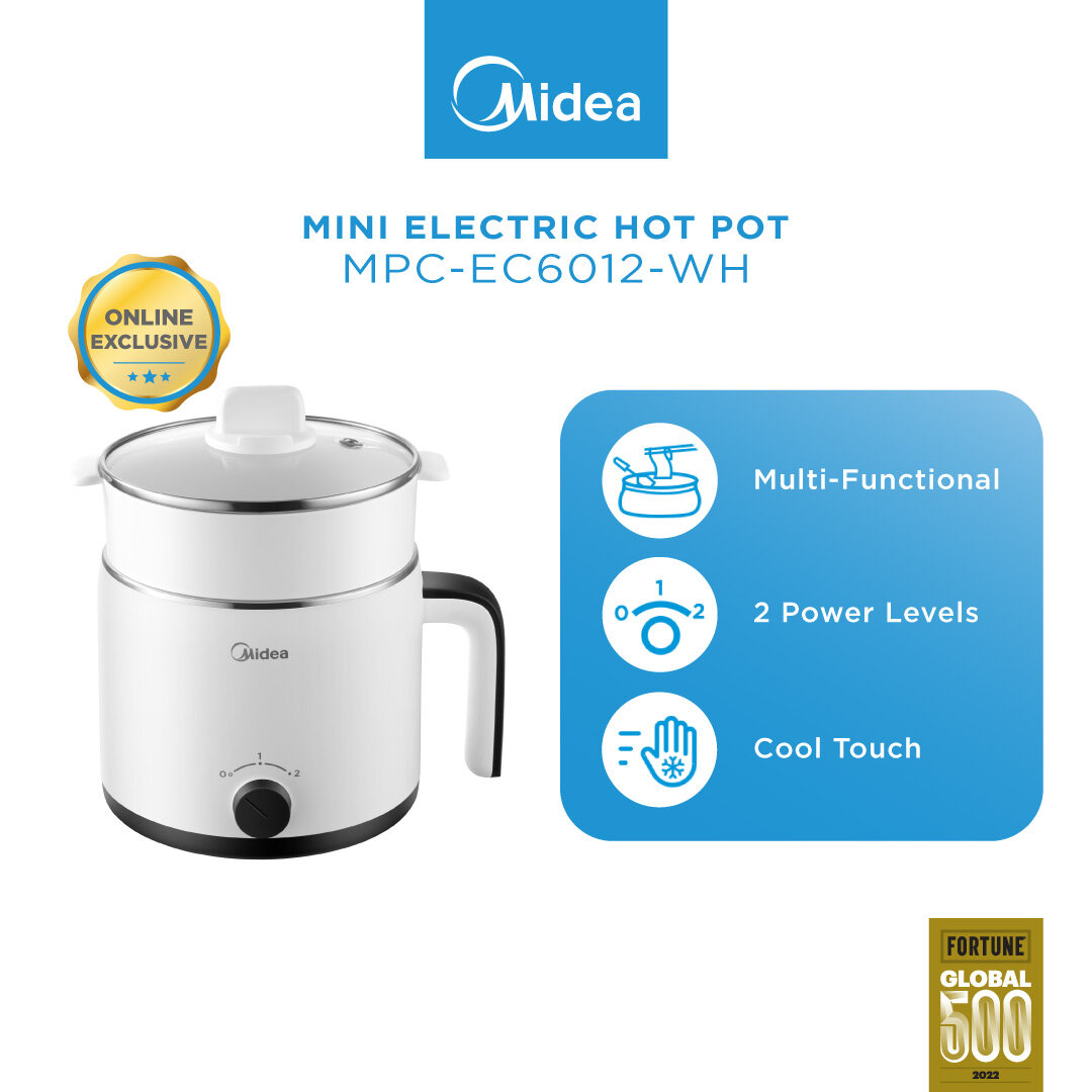 Midea MPC-EC6012-WH 1.2L Mini Electric Hot Pot With 2 Power Levels | Lazada