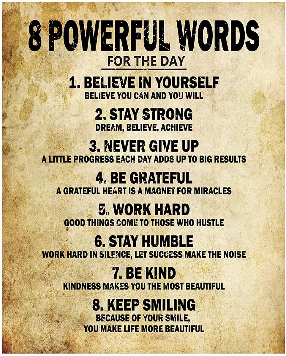 Motivational Quotes 8 Powerful Words For The Day Poster Thick Cardstock 